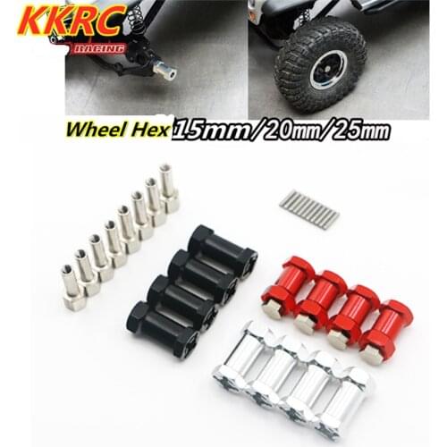 4pcs Metal Wheel Hex Hub 15mm/20mm/25mm Extension Coupler for AXIAL 1/10 SCX10 D90 CC01