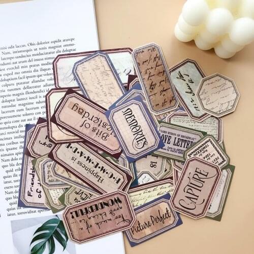 47pcs/pack Retro English Label Diy Diary Sticker Decoration Scrapbooking Paper Creative School Supplies