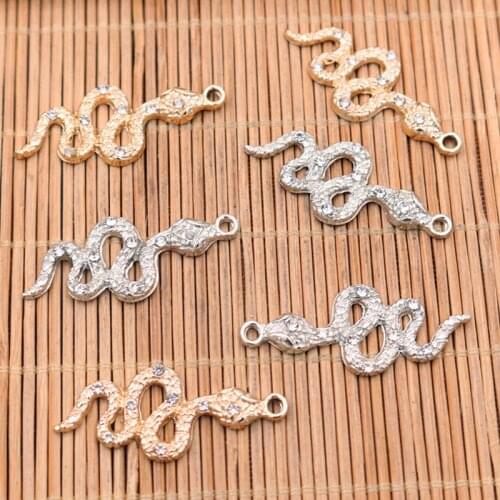 8pcs Viper Pendants, Handmade Rhinestone Snake Charms, Coral Snake Charms, DIY Jewelry Charms, P67