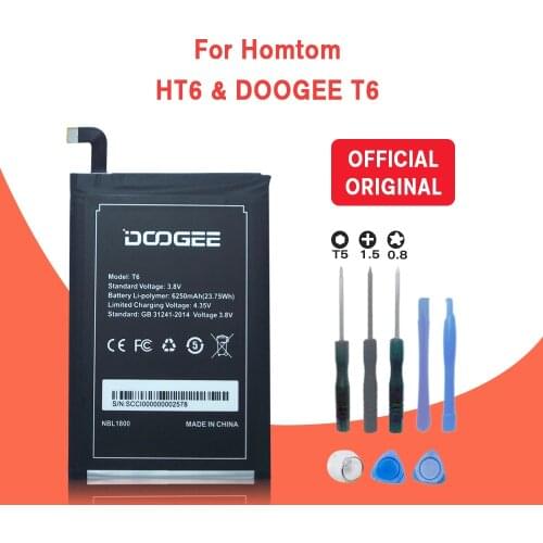 Homtom HT6 Battery 6250mAh New Replacement accessory accumulators For Homtom HT6 & DOOGEE T6 Cell Phone+Tracking + Tools