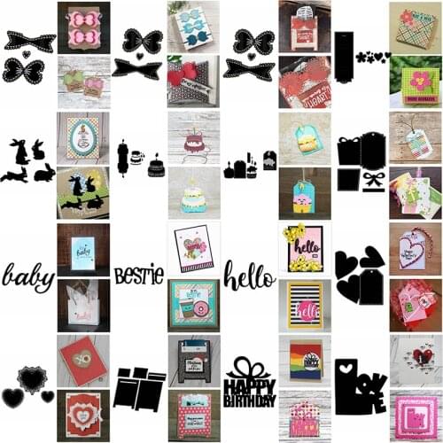 Bow Knot Hair Accessories Love Heart Hello Words Birthday Tag Label Metal Cutting Dies DIY Scrapbooking Making Template 2021