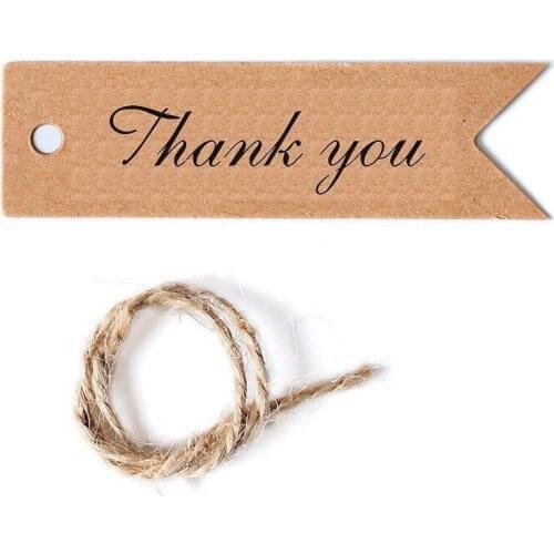 100Pcs Thank You Brown Hang Tags For Diy Accessories For Gift Blank Tag Bookmarks Gift Thank You Card Hand Made Paper Hang Tags