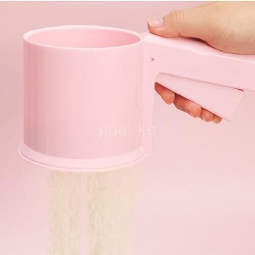 CHEFMAD Pink sieve kitchen semi-automatic hand pressing cup powdered sugar sieve flour sieve baking accessories