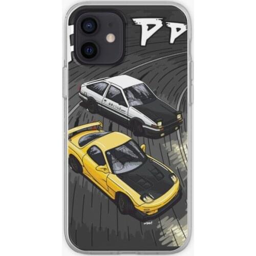 Initial D style artwork RX7 vs AE86 Phone Case for iPhone 5 5S SE X XS XR Max 11 12 13 Pro Max Mini 6 6S 7 8 Plus Dog TPU