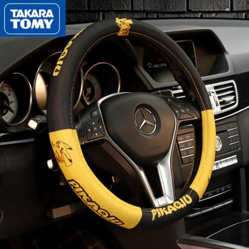 TAKARA TOMY Pokemon Pikachu Ice Silk Steering Wheel Cover Four Seasons General Motors Grip Cover Non-slip Breathable
