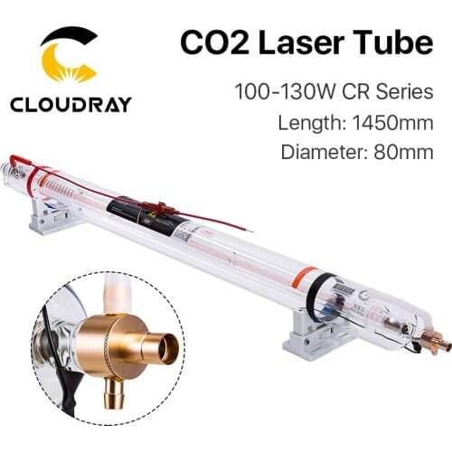 Cloudray CR Series CR100 100-130W CO2 Laser Tube Length 1450mm Dia.80mm Upgraded Metal Head Glass Pipe for CO2 Laser Machine