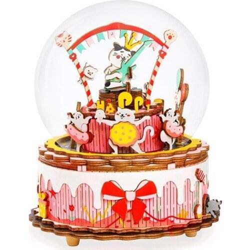 Kids Educational Toys DIY Birthday Song 3D Puzzle Game Assembly Moveable Music Box Toy Christmas Birthday Gifts Room Decoration