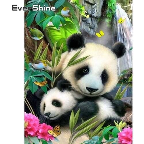 Evershine Diamond Painting Animals Panda 5D Diamond Mosaic Cross Stitch Kit Diamond Embroidery Cartoon Crystal Bead Painting Art
