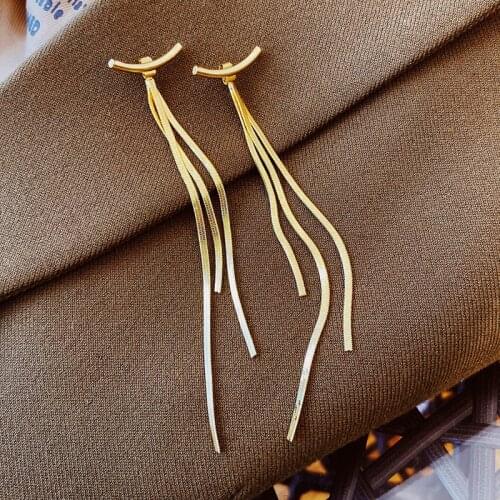 Korean Fashion Long Hanging Earrings For Women Tassel Retro Ethnic Drop Earring Rhinestone Hip Hop Street Jewelry