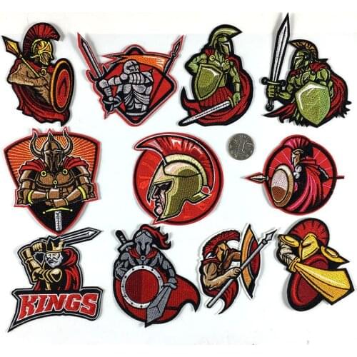 King of war Spartacus knight Badge Embroideried Iron On Patches For Clothing Patches For Clothing Diy Ironing Stickers H Patch