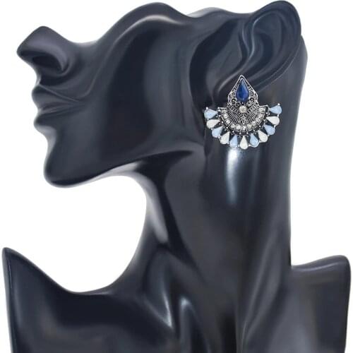 Fashionable Bollywood Oxidized Jewelry Bohemian Ethnic Retro Silver Afghan Tassel Rhinestone Earrings Jhumka Indian Earrings