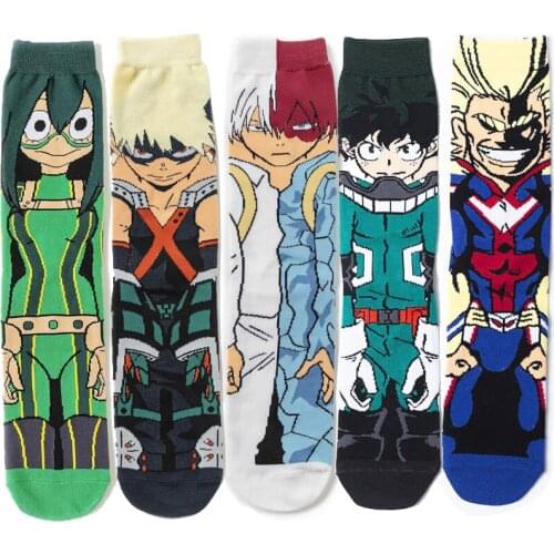 My Hero Academia Socks Cosplay Midoriya Izuku Bakugou Katsuki Todoroki Shouto Stockings Prop Accessories Men Mid Tube Sock