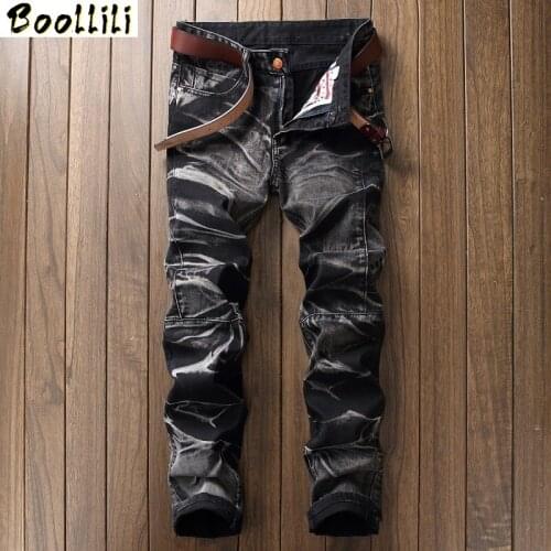 New Fashion 2020 Vintage Mens Ripped Jeans Slim Fit Distressed Hip Hop Denim Streetwear Jeans Trousers