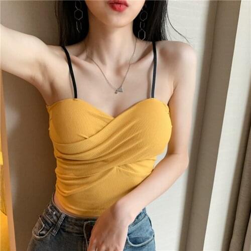 Spring Summer New Fashion Crop Top Solid Color Sexy Women Tops Female Lady Bra Top Woman Girls Tank Tops