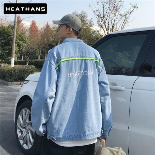 Wholesale 2021 Fashion Casual Street Jean Jacket Men Hem Single-breasted Lapel Multi-pocket Male Youth Cowboy Mens Denim Jacket