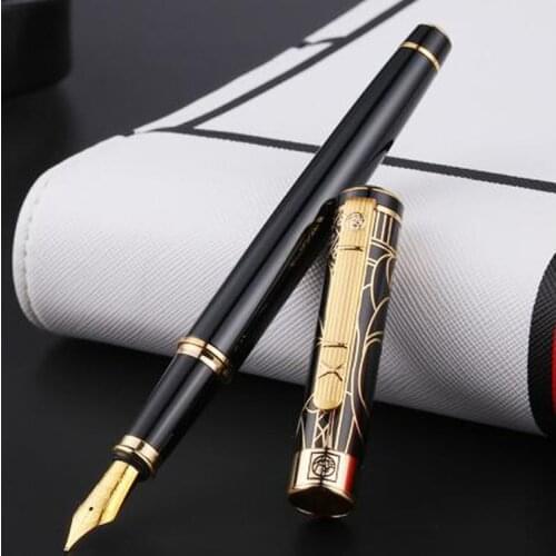Picasso 902 Fountain Pen Pimio Picasso Black Pens Gold Clip Luxury Writing Supplies 13.6*1.3cm