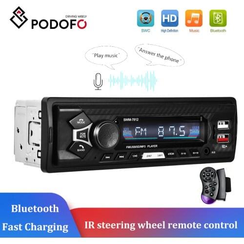 Podofo 1Din Car Radio USB SD Bluetooth Stereo Receiver 1 din MP3 Players AUX Input With Remote Control For Universal Nissan Kia