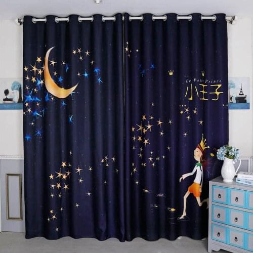 Custom Window Curtains for Living Room Bedroom Nursery Kid Children Room Window Tulle Sheer Drapes Prince Moon Stars