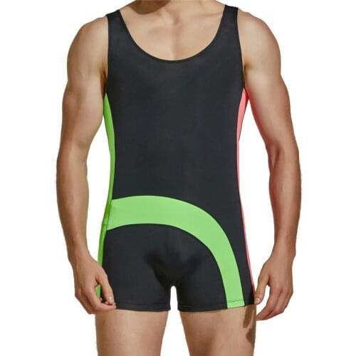 Mens Undershirts Faux Leather Jumpsuit Wrestling Singlet Leotard Bodysuits Overalls One-Piece Dance Clubwear Male Gay Long Pants