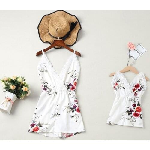 Family Matching Outfits Mother And Daughter Clothes Summer Dress Fashion Sleeveless Polyester Print Suspender Backless Dress