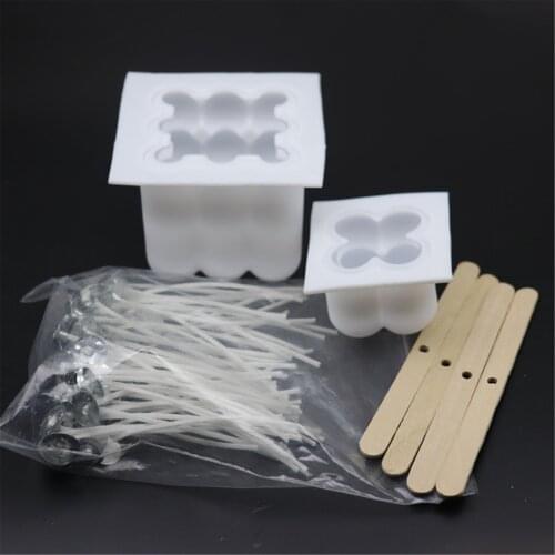 Silicone Candle Molds Handmade Soap Ornament Mold With 100 Pieces Cotton Candle Wicks And 4 Pieces Candle Wicks Holder