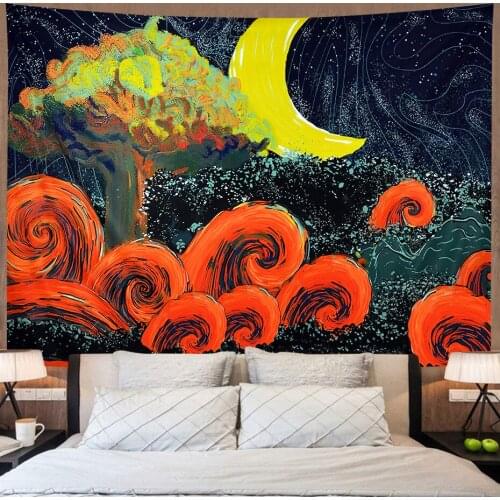 Nordic Ins Flower Butterfly Sun And Moon Print Tapestry Wall Hanging Home Background Cloth Decoration Beach Towel Blanket