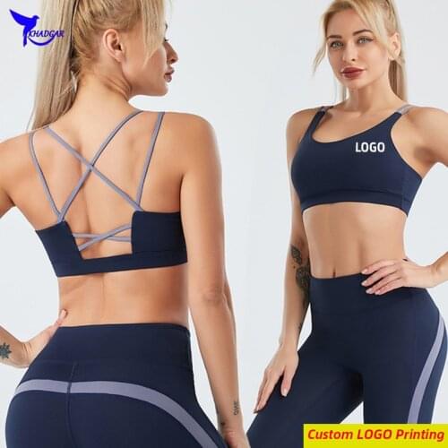 Push-up Padded High Impact Sports Bra for Women Gym Backless Yoga Crop Top Gym Fitness Quick Dry Sportswear Underwear Custom