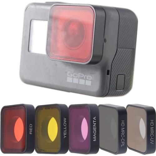 TENENELE Go Pro 7 Camera Lens Filter CPL Polarizing/UV/Red/Magenta/Yellow Filters Set For GoPro Hero 5 6 7 Black Lens Accessory