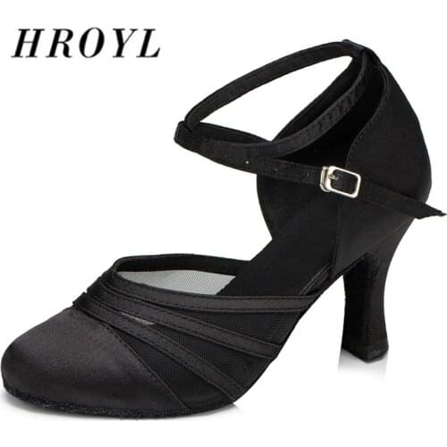 HROYL Women Latin Dance Shoes For Girls Ladies Indoor Ballroom Tango Dancing Shoes 10/8.5/7.5/6/5CM Heels Wholesaler