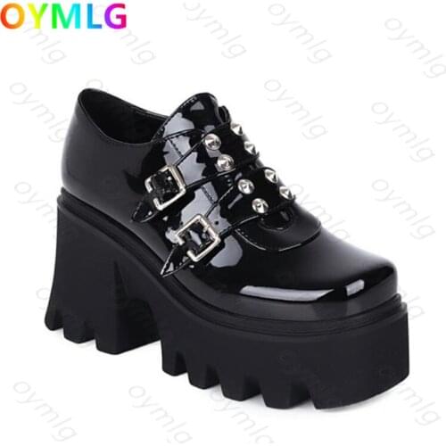 Platform shoes womens thick-soled autumn winter new womens shoes black high-heeled Womens single shoes