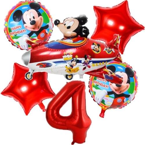 Disney Mickey Mouse Theme foil Number balloons 6pcs/set Birthday Party Decor Kids Balloons Number Childrens toys baby shower