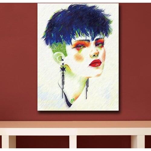 Wxkoil Abstract Art Girl In Fashion Wall Art Canvas Painting For Living Room Home Decor Oil Painting Wall Picture Unframed