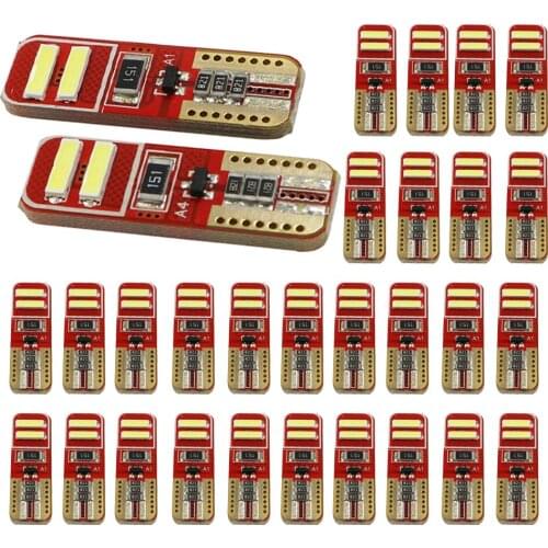 YSY 30pcs T10 led canbus W5W t10 4smd 7020 7014 led Light canbus T10 4LED Bulb No error led light DC12V