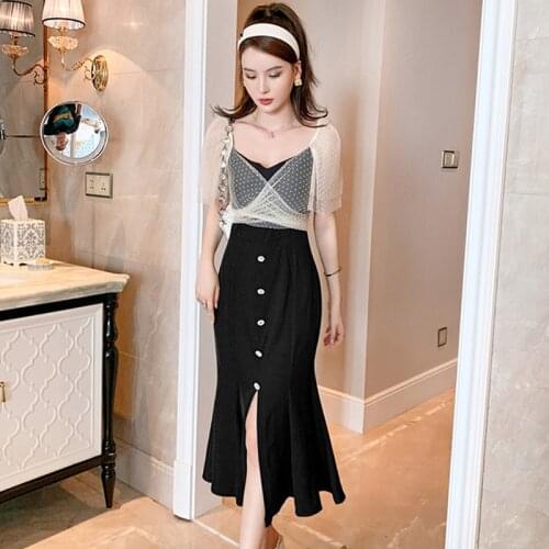 Fashion French Vintage Sexy Square Collar Midi Party Dress Ladies Coffee Break Elegant Robe Short Sleeve Mesh Button Beach Dress