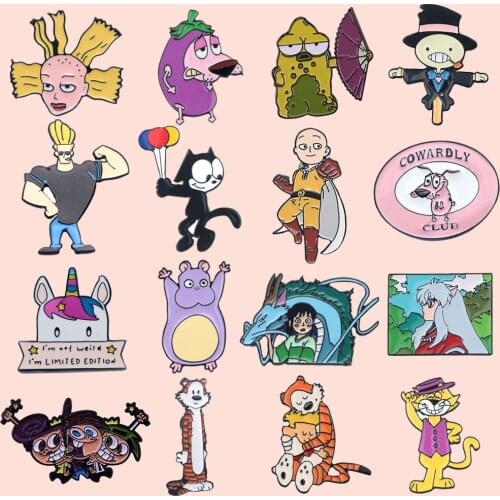 ZF3390 Cartoon Cat Tiger Anime White Dragon Hard Enamel Pin Badge Backpack Bag Collar Lapel Pins Decoration Jewelry For Friend