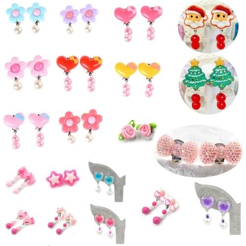 1 Pair Cartoon Children Jewelry Baby Girl Earrings Kids Ear Clip On Pierced Alloy Painless Earrings