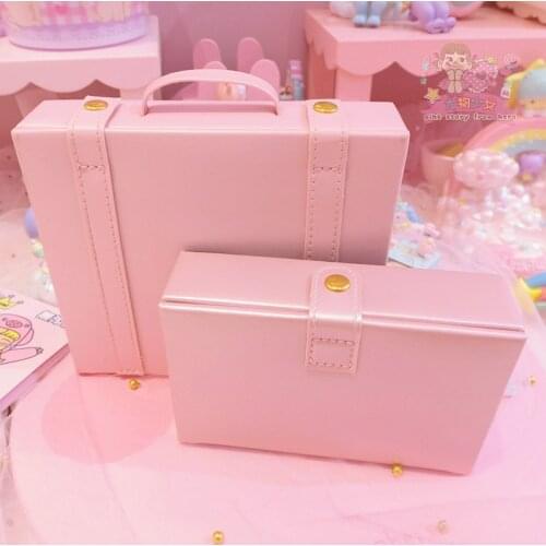 1pc Small Pink Leather Box Girls Comestic Box Doll Kit Jewellery Storage Box Dolls handbag For Girls dolls accessories