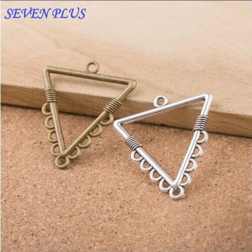 High Quality 10 Pieces/Lot 28mm*32mm Antique Silver plated Antique Bronze Triangle Connectors Bracelets Charms