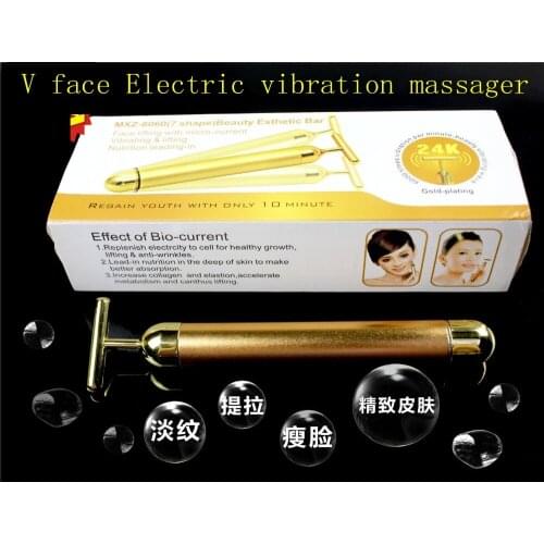 3D Face Massager Roller Electric Face Massager V Shape Vibration 24k Golden Anti-aging Pulse Beauty Bar Body Lift Skin Care Tool