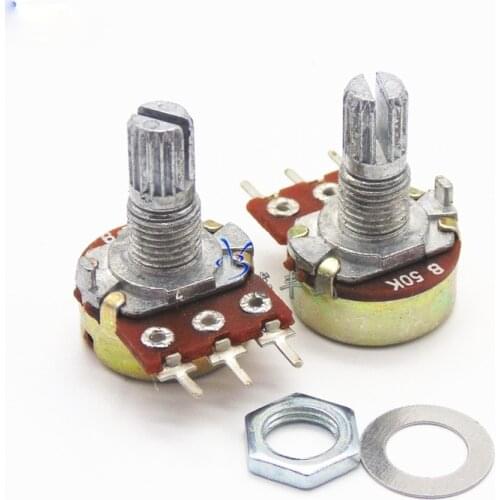 5pcs WH148 B1K B2K B5K B10K B20K B50K B100K B500K 3Pin 15mm Shaft Amplifier Dual Stereo Potentiometer 1K 2K 5K 10K 50K 100K500K