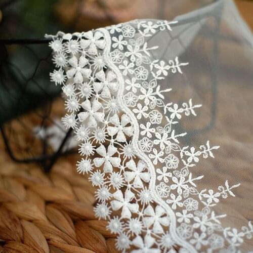 5Yards/Lot 19CM High Quality Lace Trim Embroidery Lace Fabric Mesh Lace Ribbon Tulle Guipure Cord Lace Sewing DIY Doll Cloth