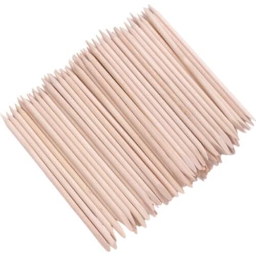 50/100Pcs Orange Wood Sticks for Cuticle Pusher Pedicure Professional Nail Art Cuticle Remover Forks for Nails Manicures Tools