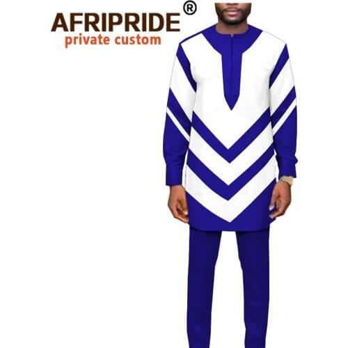 African Clothing Set for Men Full Sleeve Shirt with Trousers African Style Dashiki Clothes Ankara Suit Street Wear A2016040