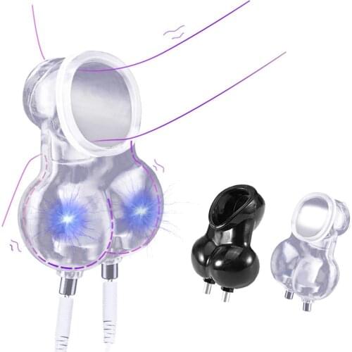 Electric Shock Accessory Cock Sleeve Delay Ejaculation Chastity Cage Scrotum Ring Bind Sex Toys For Men