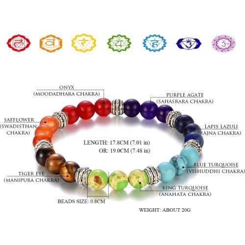 100% all Natural Stone Beads 7 Chakra Bracelet for Women Men Yoga Buddha Player Small / Big 2 Sizes Dorp Shipping Bracelets
