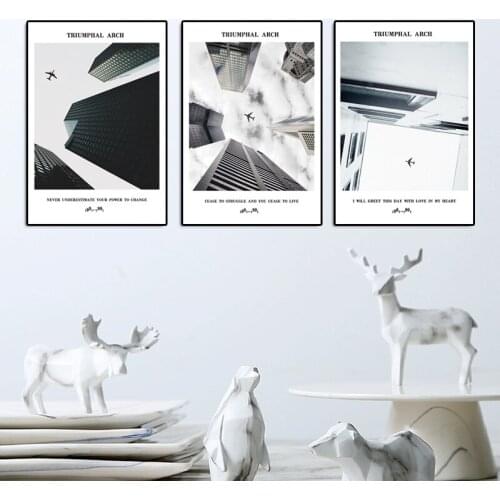 Modern Style Black And White Architectural Canvas Painting City Building Posters And Prints Wall Pictures For Living Room Decor