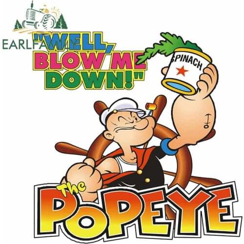 EARLFAMILY 13cm x 12.9cm for Popeye Motorcycle Car Bumper Window Stickers Personality Creative Car Sticker Decoration