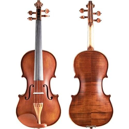 FLV2113 Full Size Flamed Solid Wood Violin Handmade for Beginner