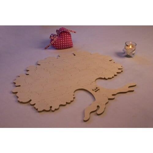 Custom initials Tree Shaped alternative rustic puzzle wedding day guest books Wooden guestbooks Reception party favors