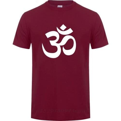 OM AUM SYMBOL Relaxation T-Shirt For Male Men Funny Cotton Short Sleeve Streetwear JN BUDDHISM OM MANI PADME HUM T Shirt